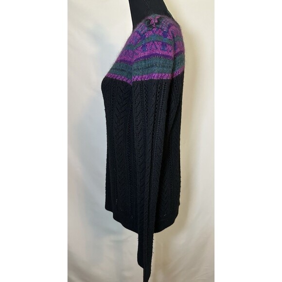 Lauren Ralph Lauren Fair Isle Merino Wool Blend Open Knit Sweater Women's LARGE - Picture 2 of 11